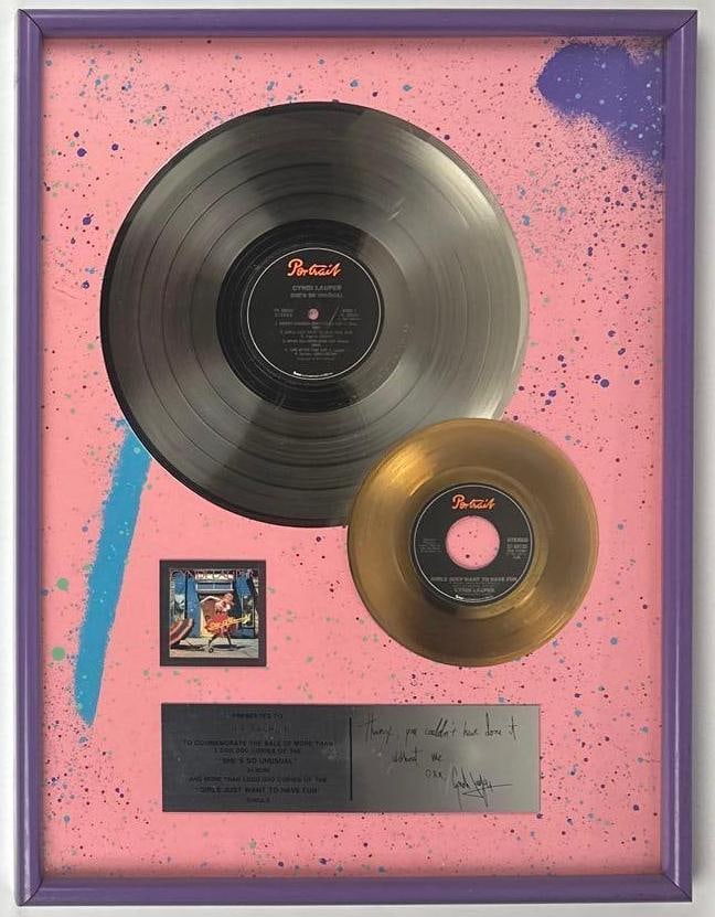 Cyndi Lauper "Girls Just Want to Have Fun" Platinum Sales Award Presented to Chip Rachlin: RIAA Certified Multi-Platinum Sales Award presented to Chip Rachlin to commemorate the sale of more than 2,000,000 copies of the album "She's So Unusual" and more than 1,000,000 copies of the single