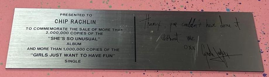 Cyndi Lauper "Girls Just Want to Have Fun" Platinum Sales Award Presented to Chip Rachlin - 2