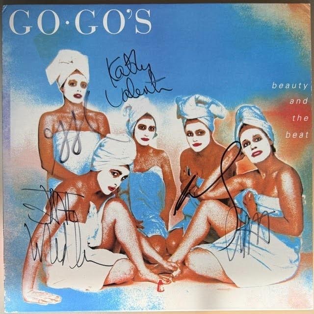 The Go-Go's Fully Group Signed "Beauty and the Beat" Album (4 Sigs) (Third Party Guaranteed): "Beauty and the Beat" album signed on the cover in black and blue felt tip markers by The Go-Go's band members Belinda Carlisle, Jane Weidlin, Kathy Valentine, Gina Schock, and Charlotte Caffey.