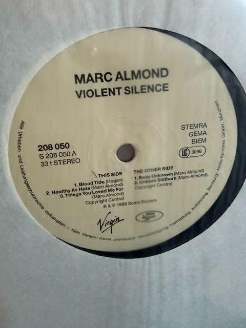 Marc Almond Signed "Violent Silence" Album Single (Third Party Guaranteed) - 3