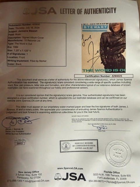 Jermaine Stewart Signed "The Word Is Out" 45 (JSA Authentication) - 4