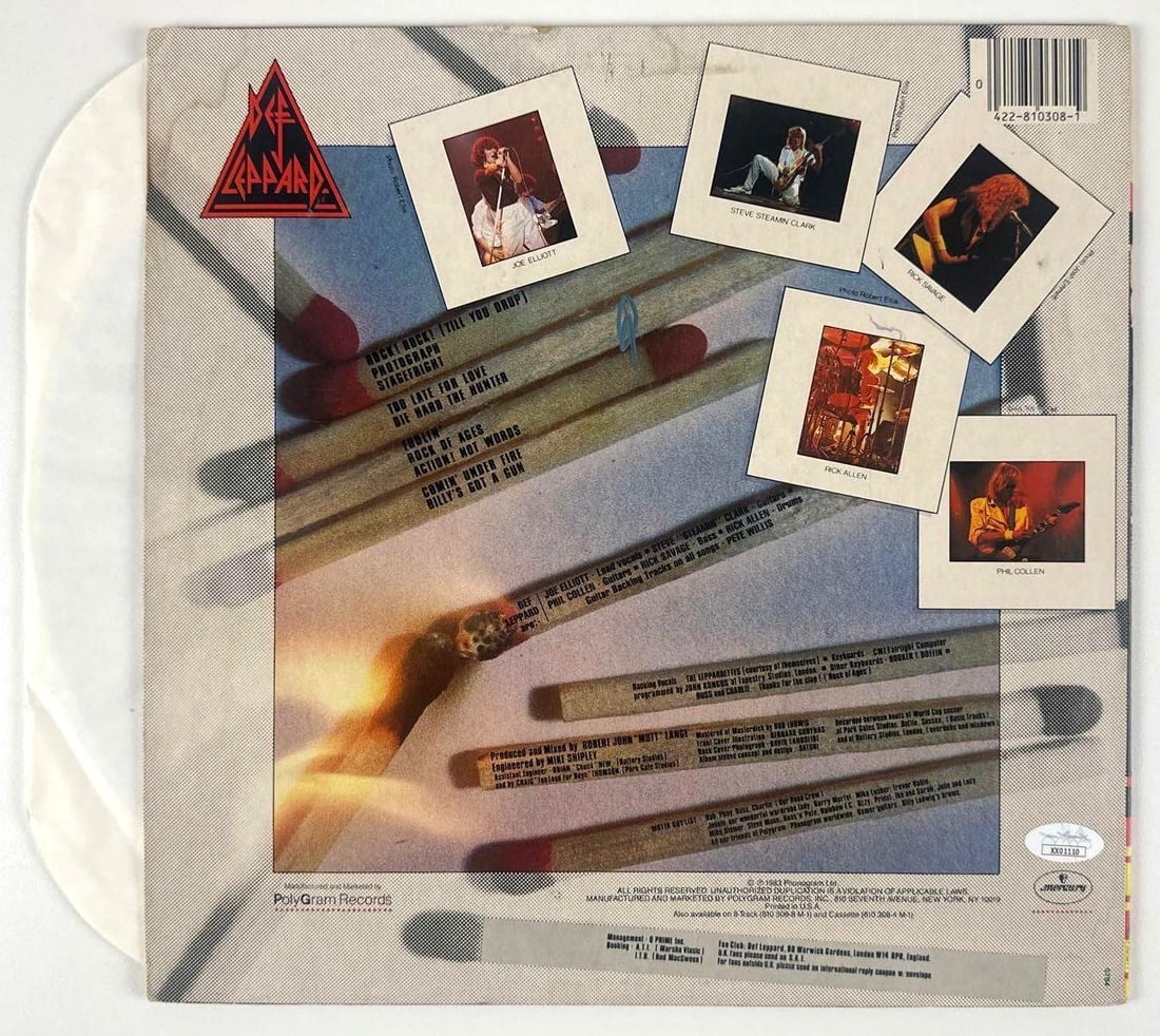 Def Leppard Multi-Signed "Pyromania" Album (3 Sigs) (JSA Authentication) - 2