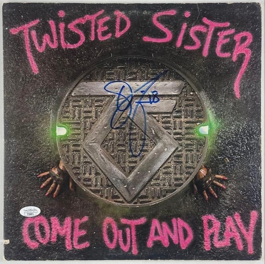Dee Snider Signed Twisted Sister "Come Out And Play" Album (JSA Authentication): "Come Out And Play" album signed on the cover in blue felt tip marker by Twisted Sister band member Dee Snider. Measuring approximately 12" x 12" and in good condition with some signs of scattered