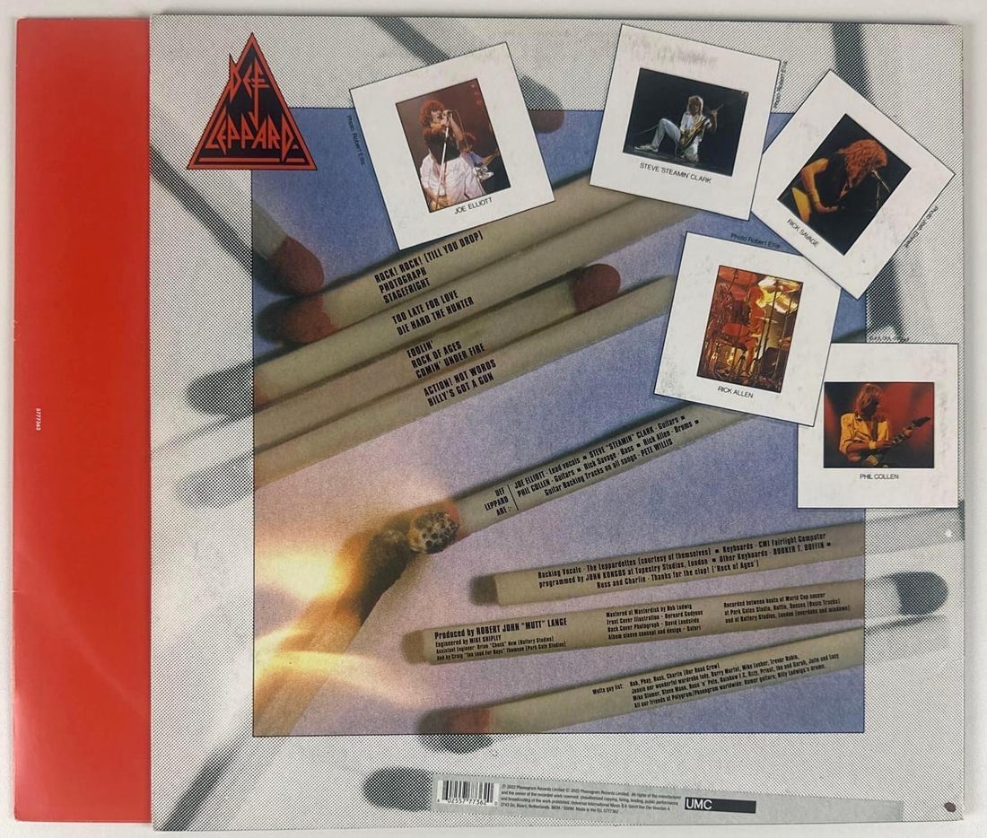 Def Leppard Group Signed "Pyromania" Album (4 Sigs) (JSA Authentication) - 2