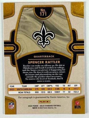 Spencer Rattler Signed New Orlean Saints Rookie RC Sports Card (Third Party Guaranteed) - 2