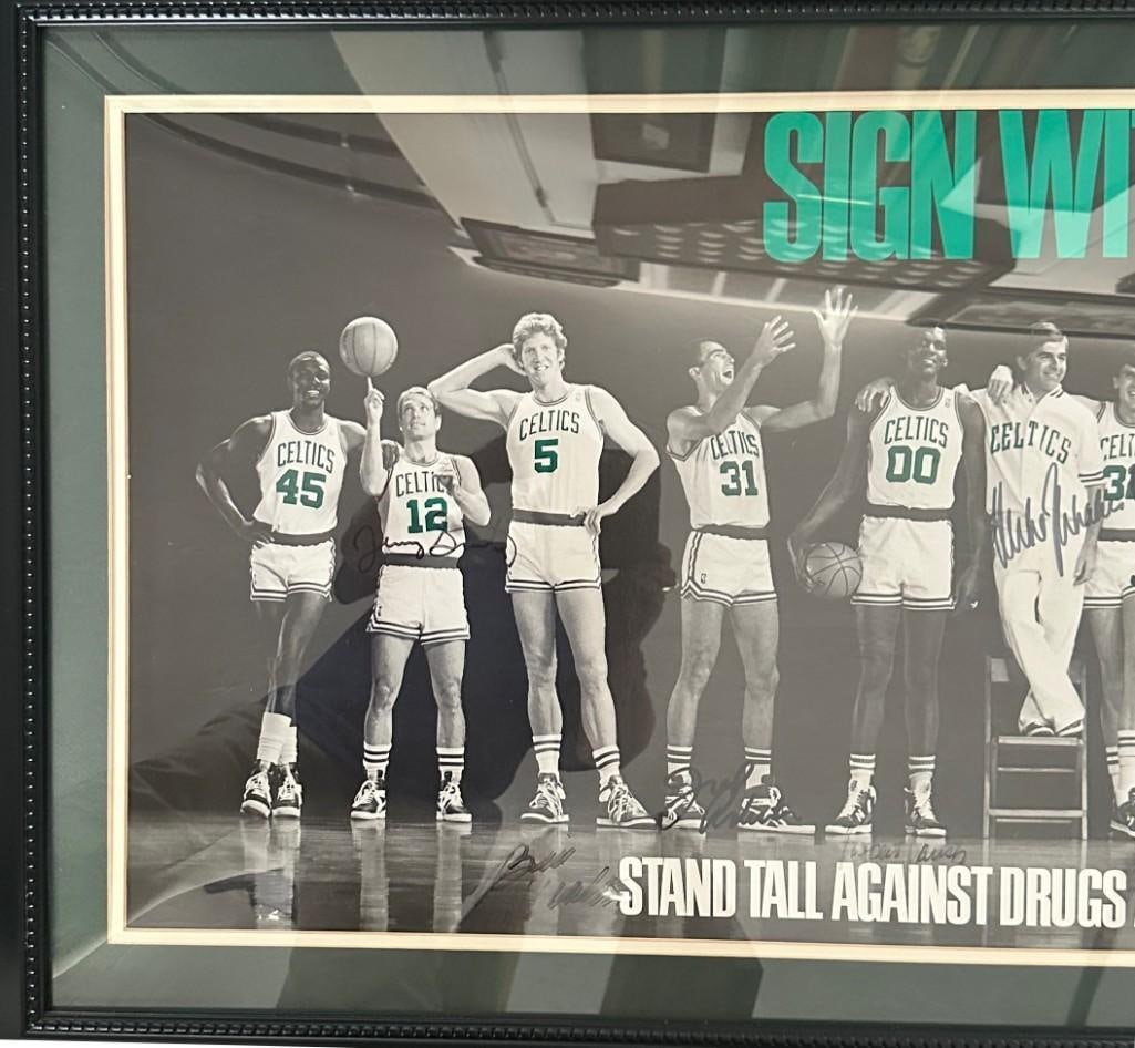 Boston Celtics 1986 NBA Champions Team-Signed “Sign With the Pros” Framed Poster Display - 3
