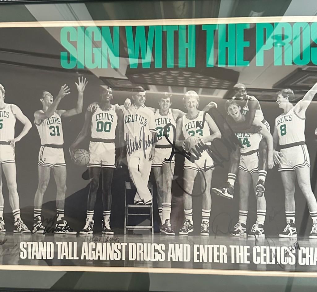 Boston Celtics 1986 NBA Champions Team-Signed “Sign With the Pros” Framed Poster Display - 4
