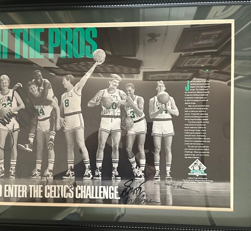 Boston Celtics 1986 NBA Champions Team-Signed “Sign With the Pros” Framed Poster Display - 5