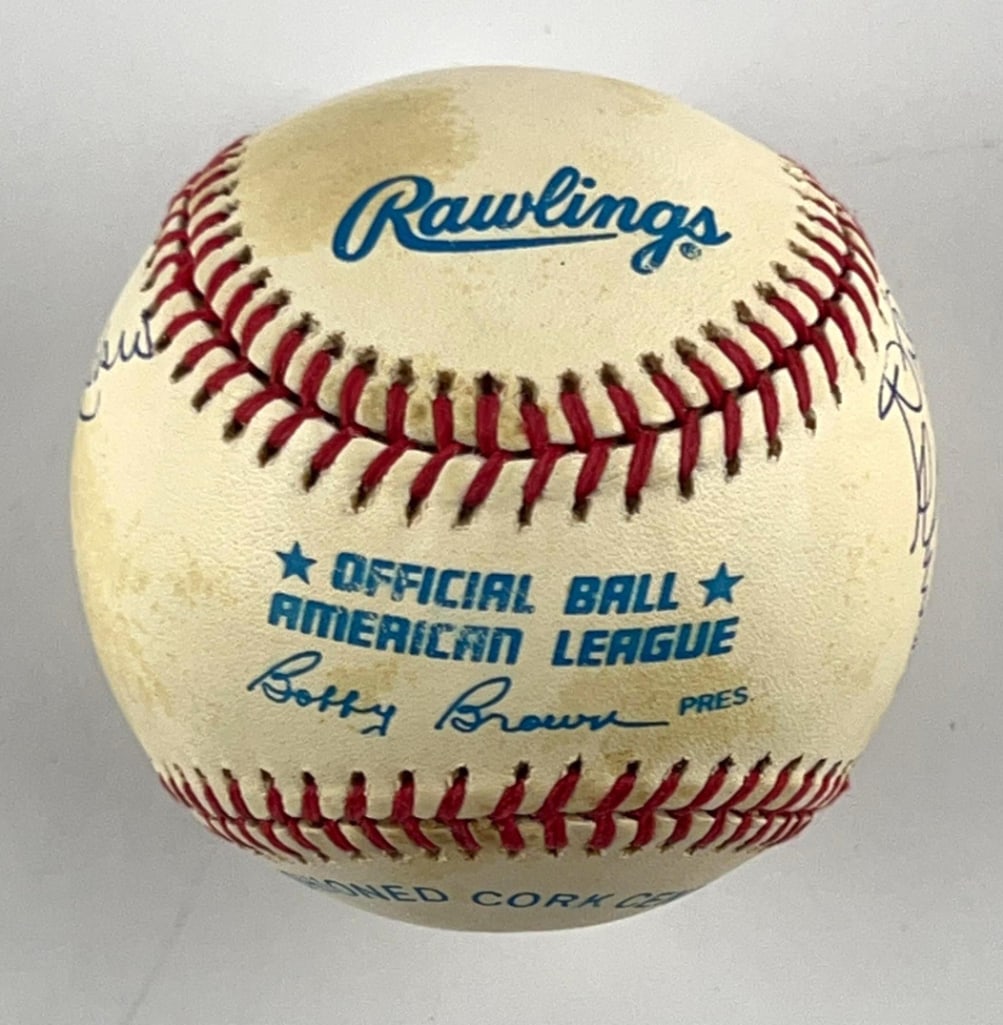 James Catfish Hunter, Brooks Robinson & Phil Niekro Signed American League Baseball (3 Sigs) - 3