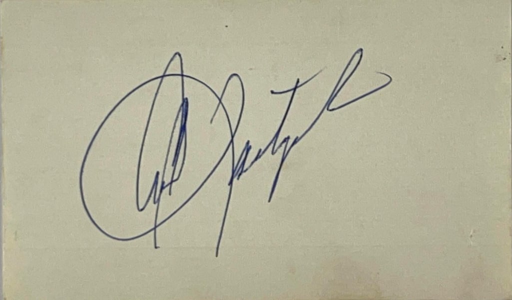 Carl Yastrzemski Signed 3" x 5" Index Card (Third Party Guaranteed): White 3" x 5" index card signed in blue ballpoint pen by Boston Red Sox baseball player Carl Yastrzemski. In fine condition. Provenance Eaton & Brennan Auctions guarantees this lot to pass