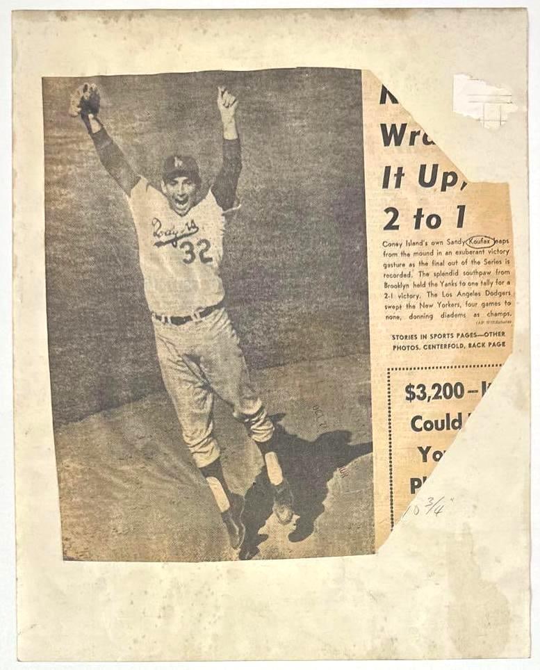 Los Angeles Dodgers Sandy Koufax 1963 AP Wire 14" x 11" News Service Photograph - 2