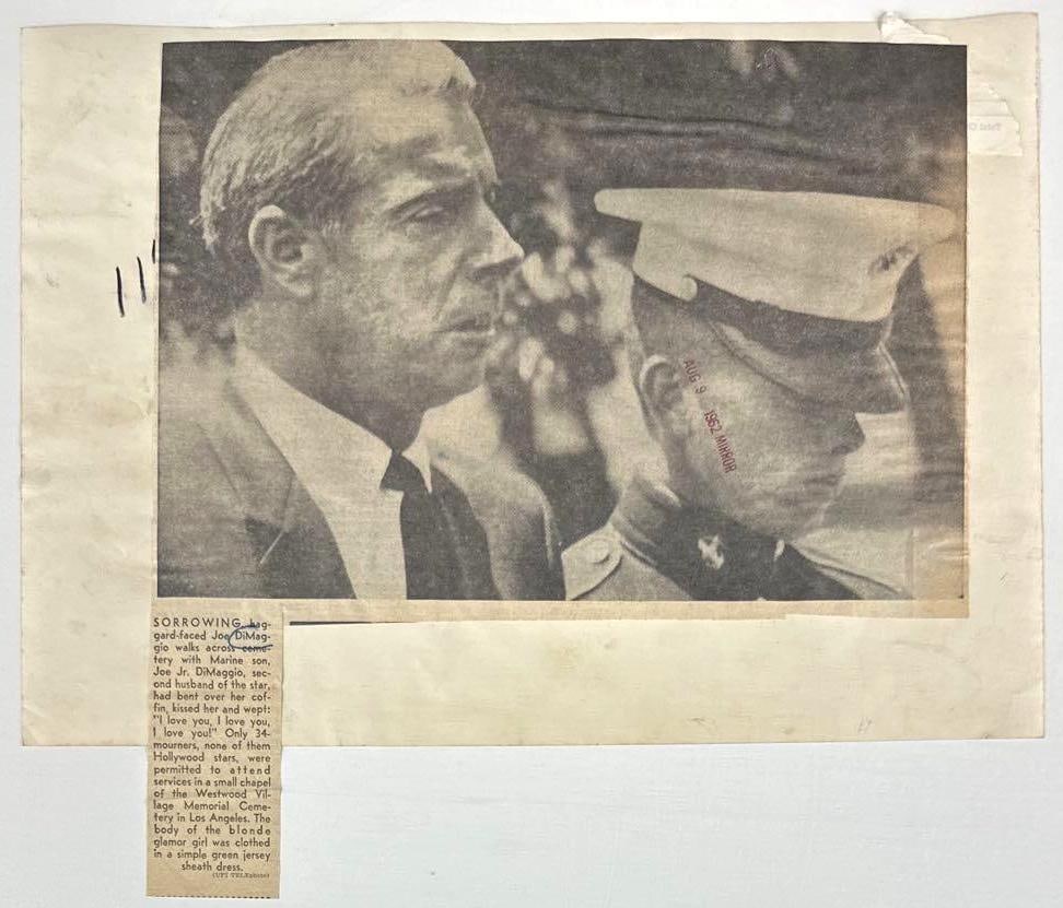 Joe DiMaggio at Funeral of Marilyn Monroe 1962 10" x 14" News Service Photograph - 2
