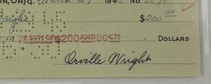 Orville Wright Twice-Signed 1945 Bank Check PSA/DNA Encapsulated - 2
