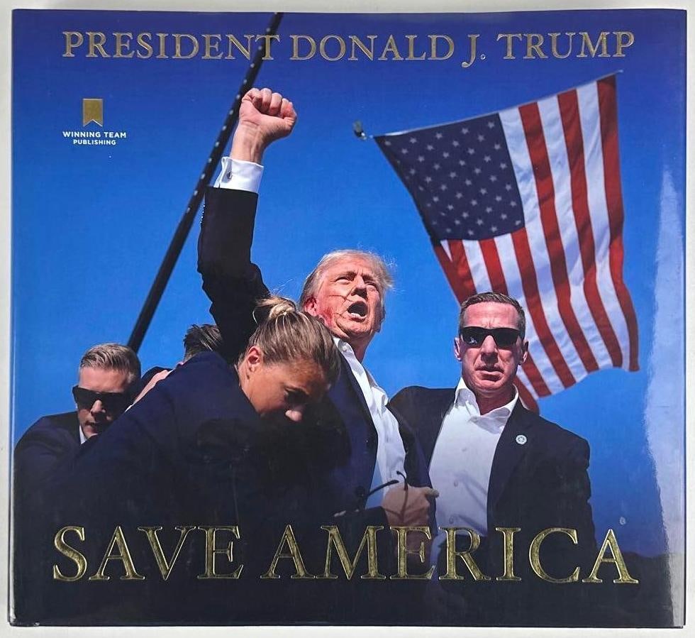 President Donald Trump Signed "Save America" Book (JSA Authentication): Color hardcover 10.75" x 11.75" "Save America" book signed on the inside front page in black felt tip marker by 45th and 47th President of the United States Donald Trump. In fine condition.