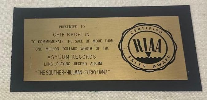 Souther-Hillman-Furay Band Debut RIAA Sales Award Presented to Chip Rachlin - 2