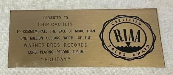 America "Holiday" RIAA Certified Sales Award Presented to Chip Rachlin - 2
