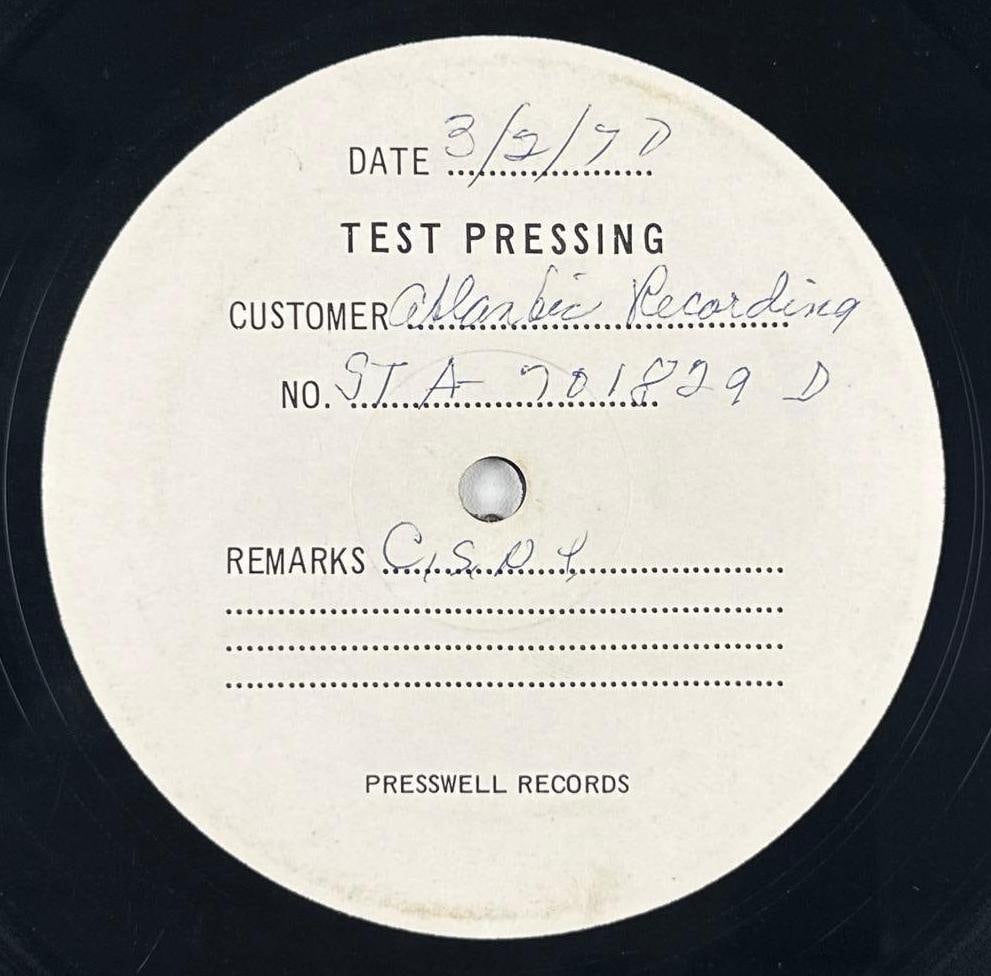 Crosby, Stills, Nash & Young 1970 "Deja Vu" Original Test Pressing (Chip Rachlin Collection) - 4