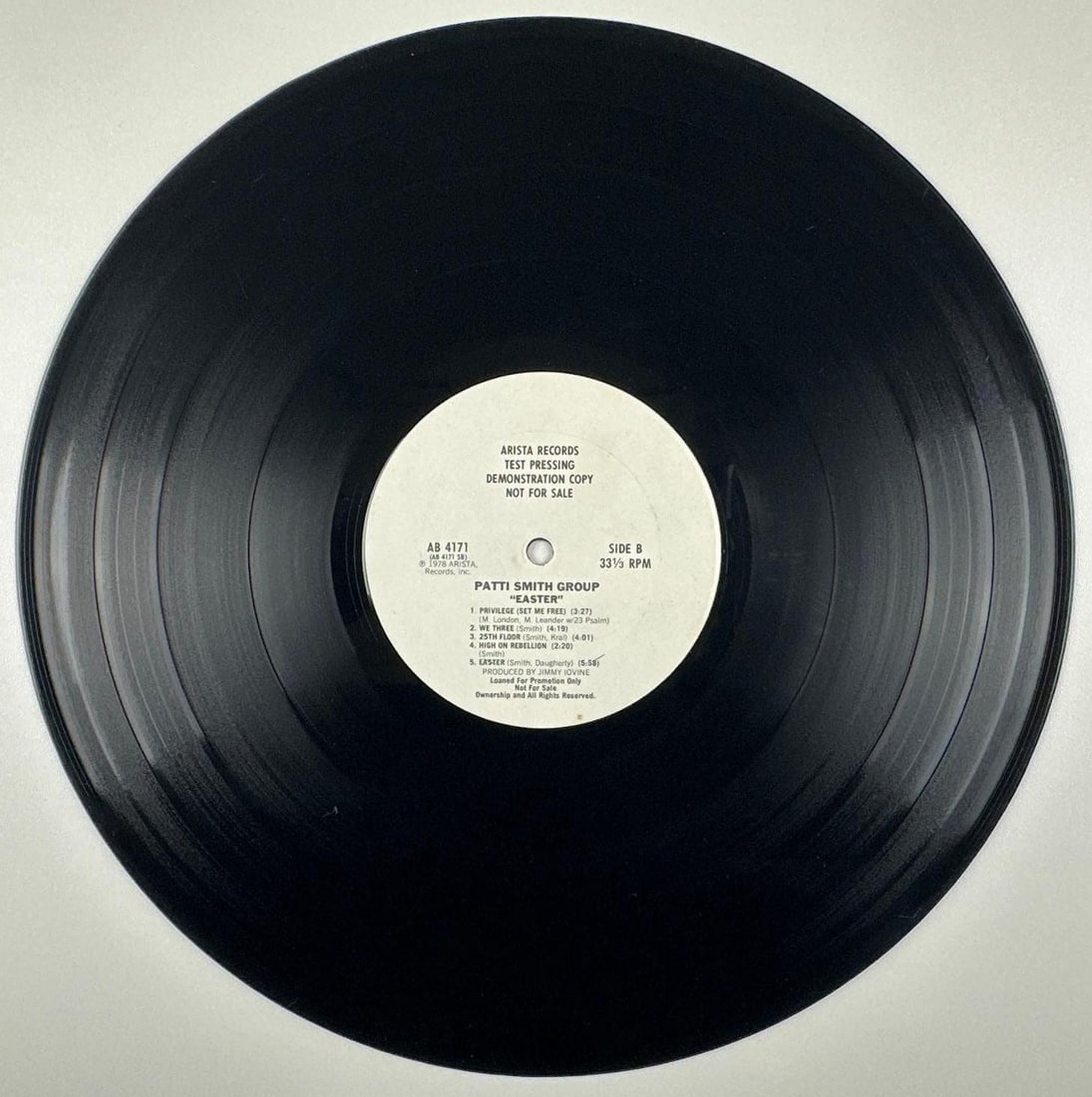 Patti Smith Group "Easter" Original 1978 Test Pressing Album (Chip Rachlin Collection) - 2