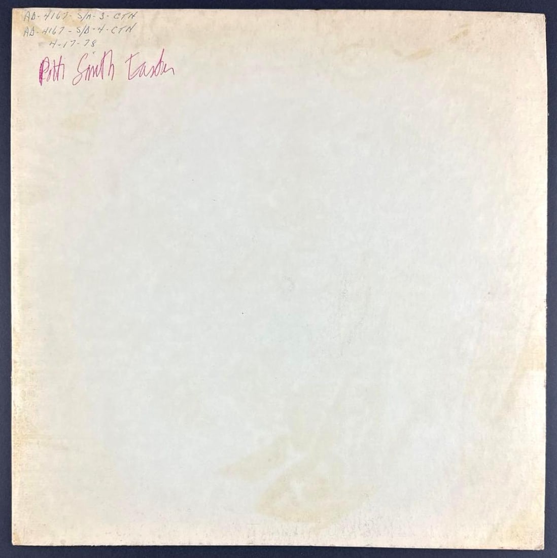 Patti Smith Group "Easter" Original 1978 Test Pressing Album (Chip Rachlin Collection) - 3