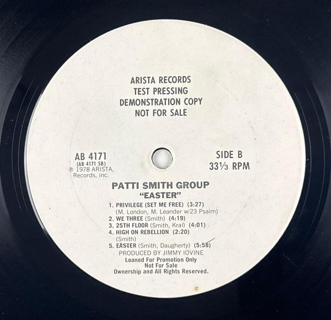 Patti Smith Group "Easter" Original 1978 Test Pressing Album (Chip Rachlin Collection) - 7