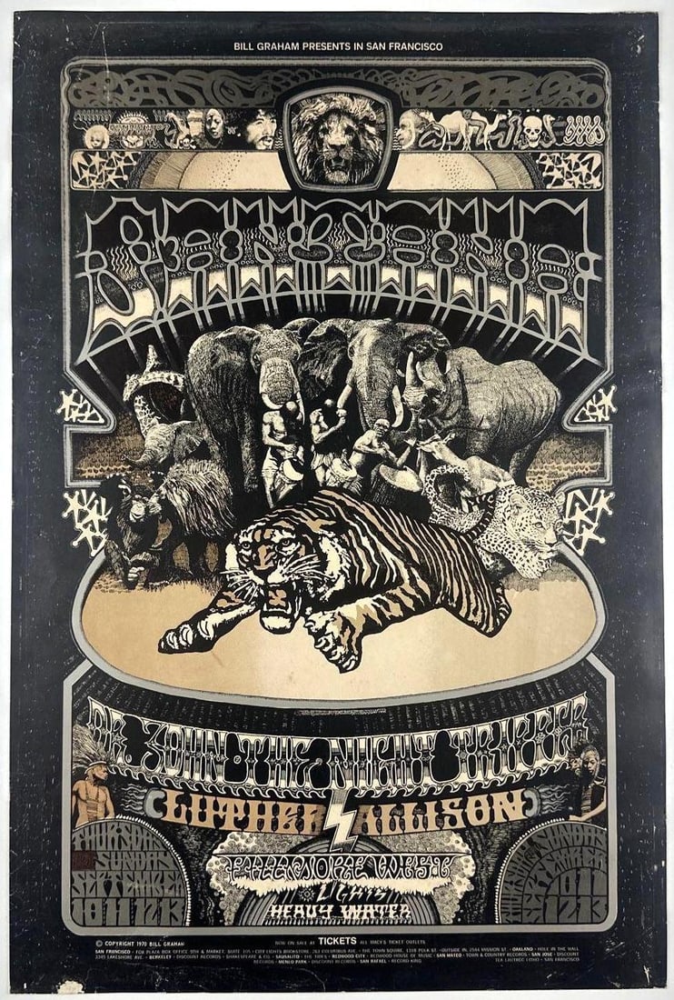 Santana Vintage 1970 Bill Graham Fillmore West Concert Poster (Chip Rachlin Collection) (1 of 3)