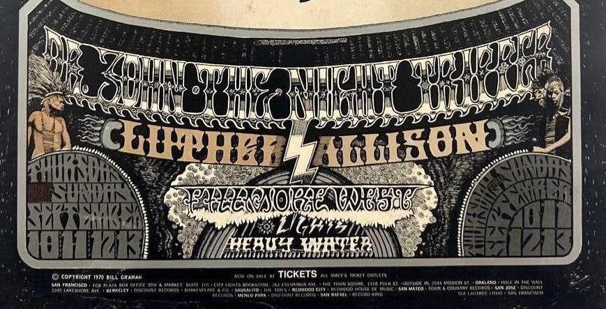 Santana Vintage 1970 Bill Graham Fillmore West Concert Poster (Chip Rachlin Collection) - 2