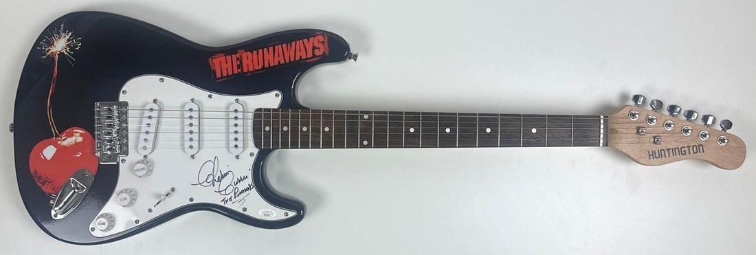 The Runaways: Cherie Currie Signed Cherry Bomb Graphics Stratocaster-Style Guitar (JSA) - 2