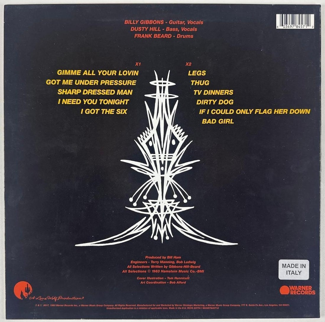Billy Gibbons Signed ZZ Top "Eliminator" Album (JSA Authentication) - 2