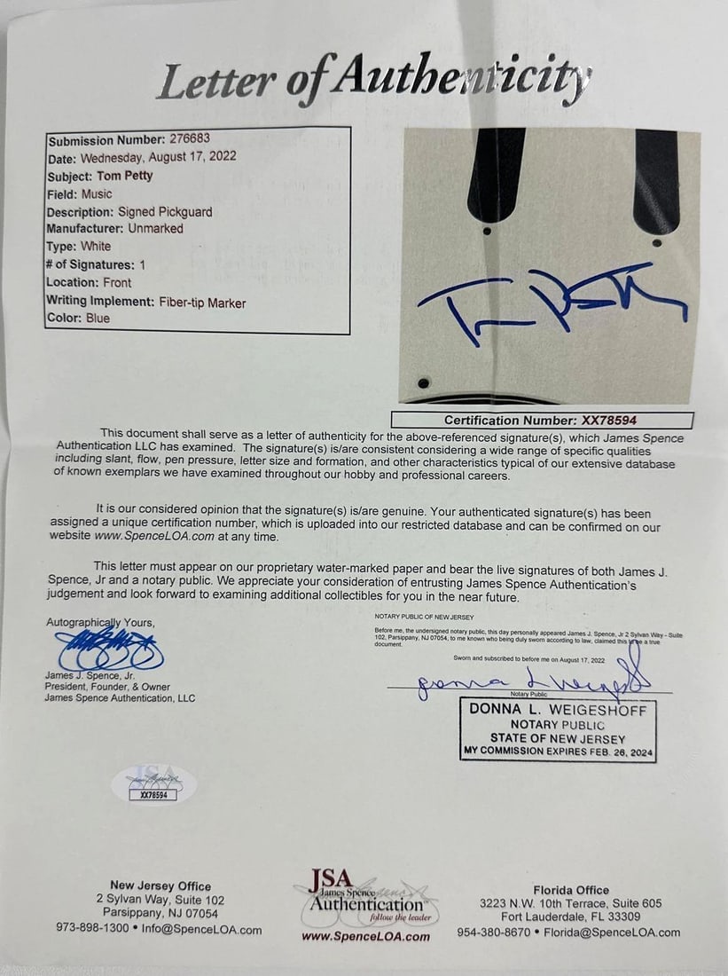 Tom Petty Signed "Damn the Torpedoes" Graphics Stratocaster-Style Guitar (JSA Authentication) - 3