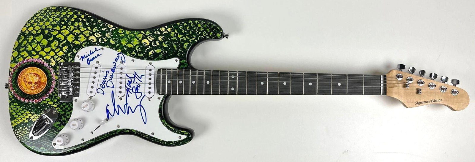 Alice Cooper Band Group Signed "Million Dollar Babies" Graphics Strat-Style Guitar (4 Sigs) - 2