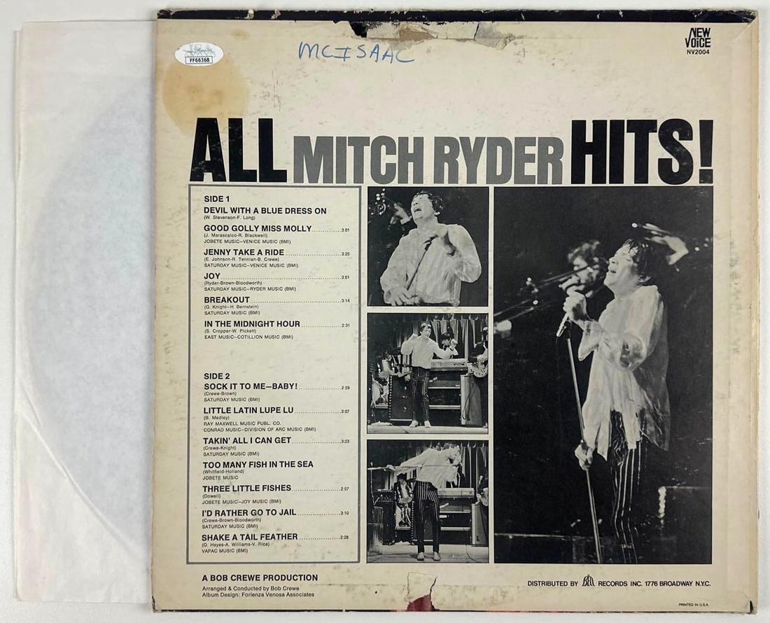 Mitch Ryder Signed "All Mitch Ryder Hits!" Album Jacket (JSA Authentication) - 2