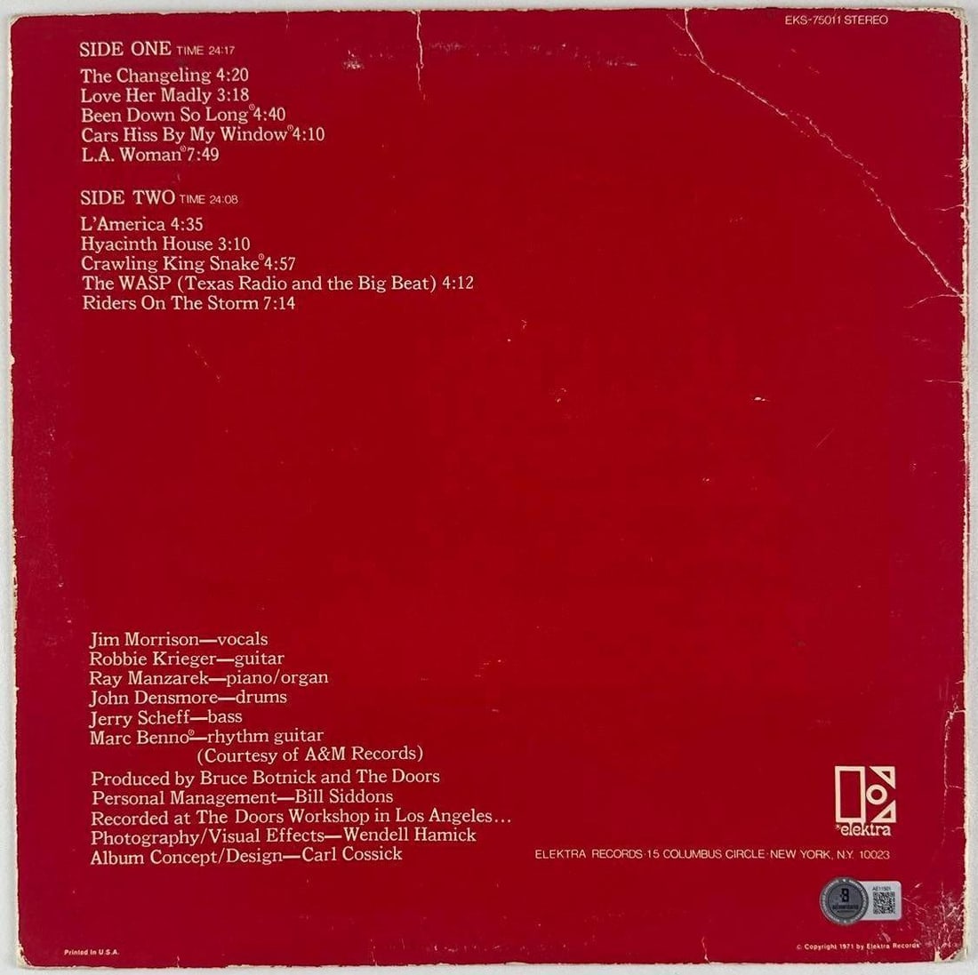 The Doors Group Signed "L.A. Woman" Album (3 Sigs) (Beckett Authentication) - 2