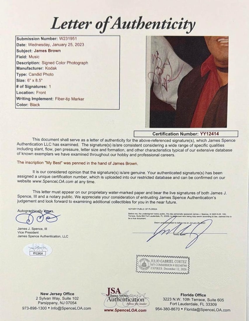 James Brown Signed 8.5" x 6" Photo (JSA Authentication) - 2