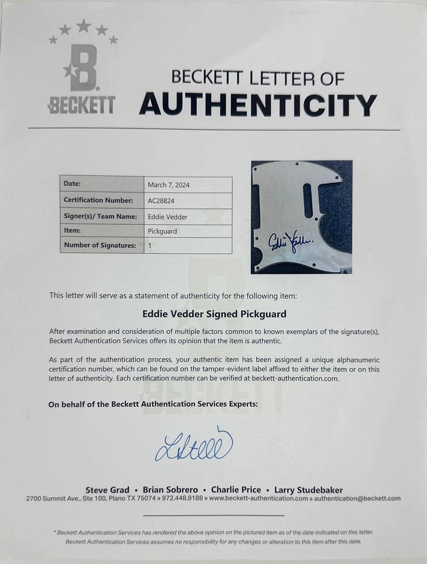 Pearl Jam: Eddie Vedder Signed "Vs." Custom Graphics Telecaster-Style Guitar (Beckett) - 4