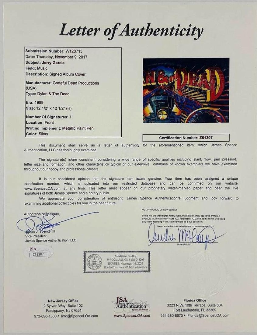 Grateful Dead: Jerry Garcia Signed "Dylan & Dead" Album (JSA Authentication) - 4