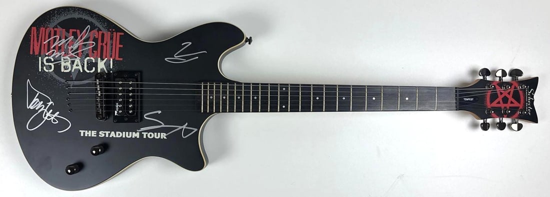 Motley Crue Group Signed "Stadium Tour" Stratocaster-Style Schecter Guitar (4 Sigs) (JSA) - 2
