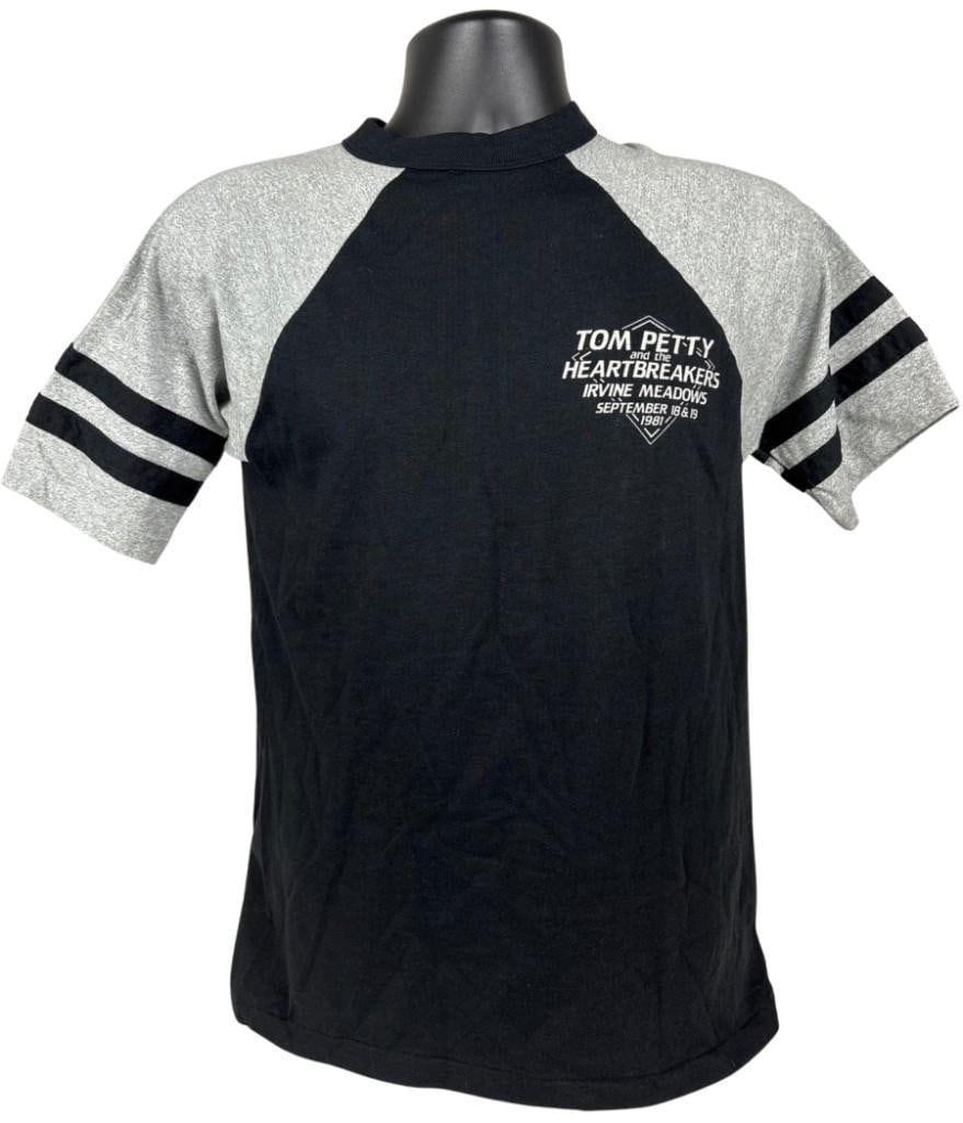 Tom Petty & the Heartbreakers Vintage 81 Tour Concert T-Shirt (Chip Rachlin Collection): Original black, white, and gray mens sized medium 27" x 17" Tom Petty and the Heartbreakers "Hard Promises Tour 81" t-shirt. In the front right breast is the writing "Tom Petty and the Heartbreakers I