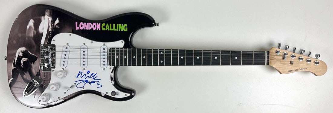 The Clash: Mick Jones Signed "London Calling" Custom Stratocaster-Style Guitar (Beckett) - 2