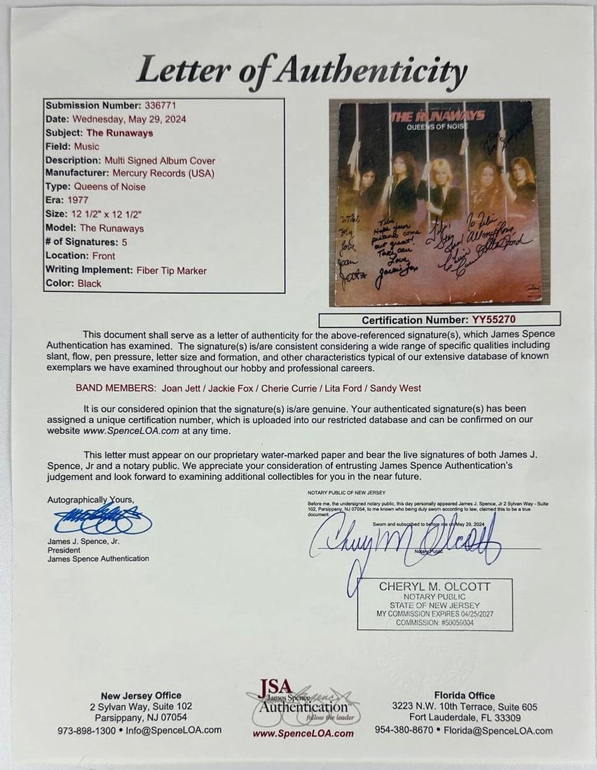 The Runaways Group Signed "Queens of Noise" Album Framed (5 Sigs) (JSA) - 3