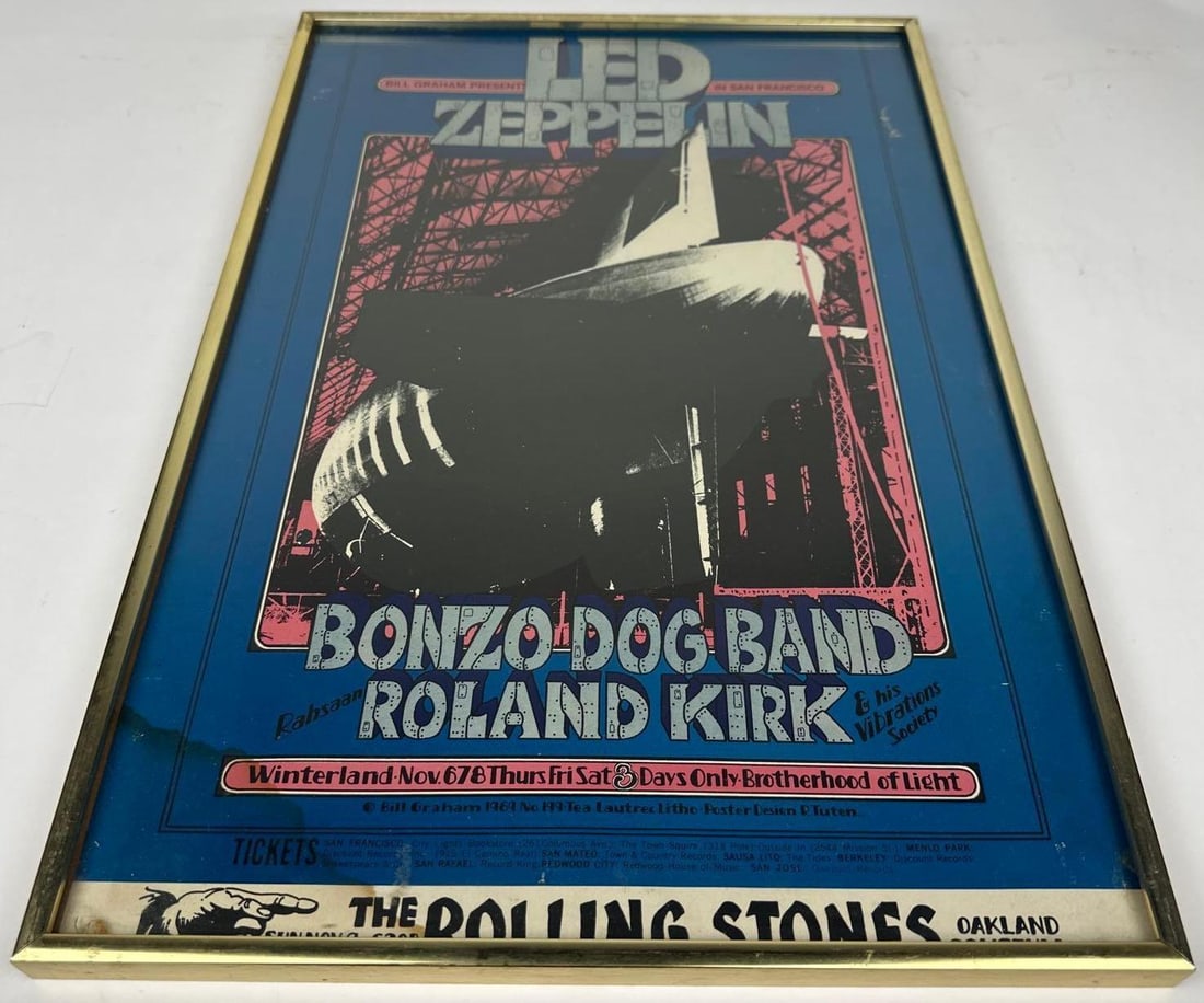 Led Zeppelin 1969 Bill Graham Winterland Framed Concert Poster (Chip Rachlin Collection) - 2