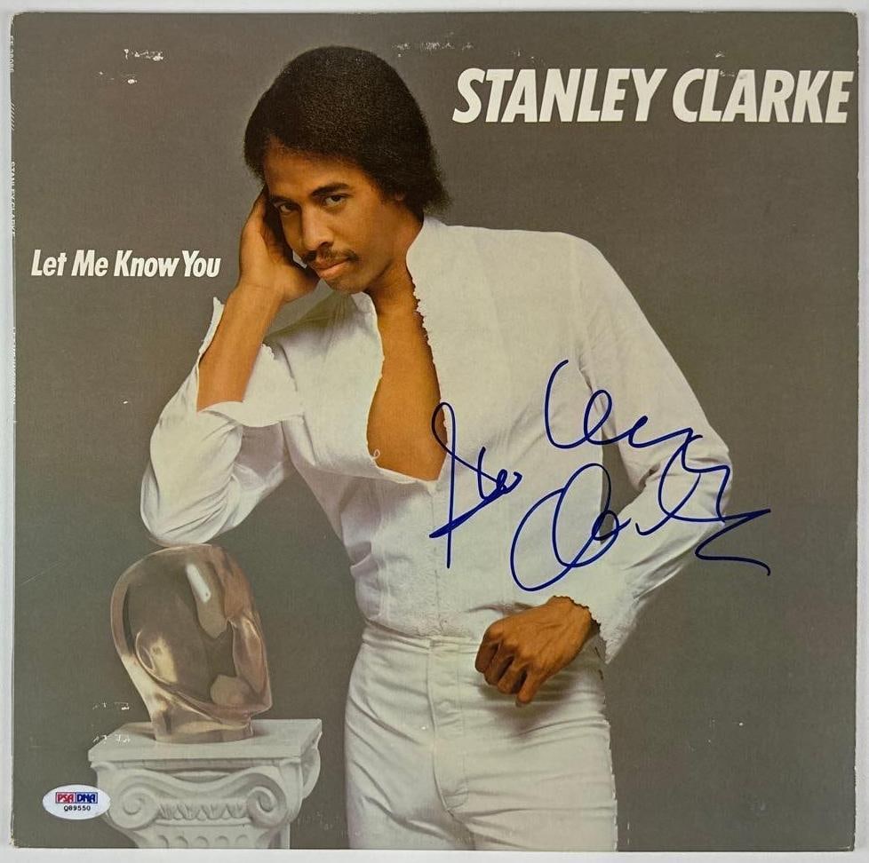 Stanley Clarke Signed "Let Me Know You" Album (PSA/DNA Authentication): "Let Me Know You" album signed on the front cover in blue felt tip marker by Stanley Clarke. Measuring approximately 12" x 12" and in good condition with minor edge wear, light corner creasing, and