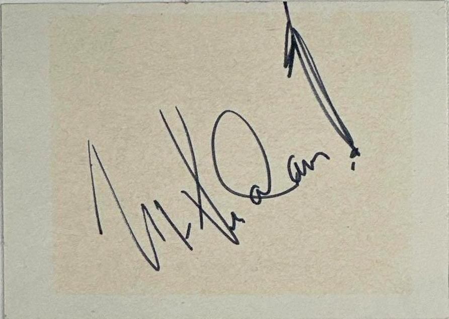 Miles Davis Signed Cut (ACOA Authentication): White card signed in black felt tip marker by legendary jazz trumpeter Miles Davis. Measuring approximately 3" x 4" and in fine condition. Authenticated by JSA. Accompanied by an ACOA cert. One of