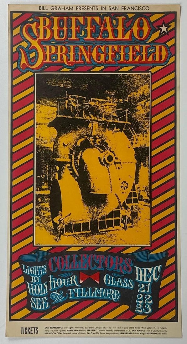 Buffalo Springfield 21" x 11" 1967 Bill Graham Fillmore Concert Poster (Chip Rachlin Collection) (1 of 2)