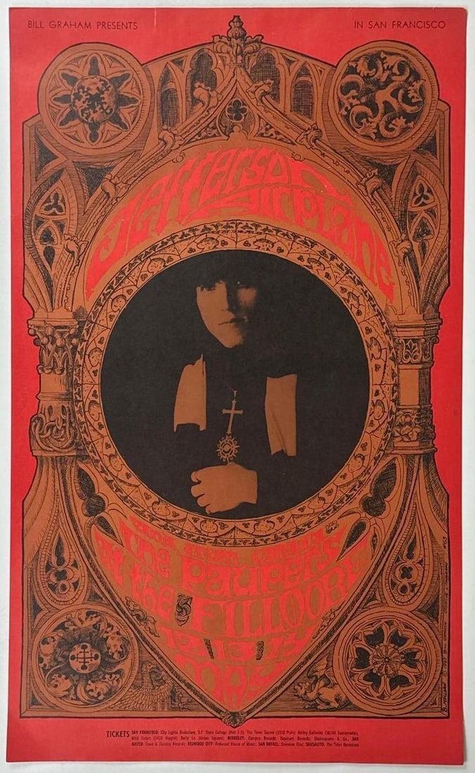 Jefferson Airplane 23" x 14" 1967 Bill Graham Fillmore Concert Poster (Chip Rachlin Collection) (1 of 2)
