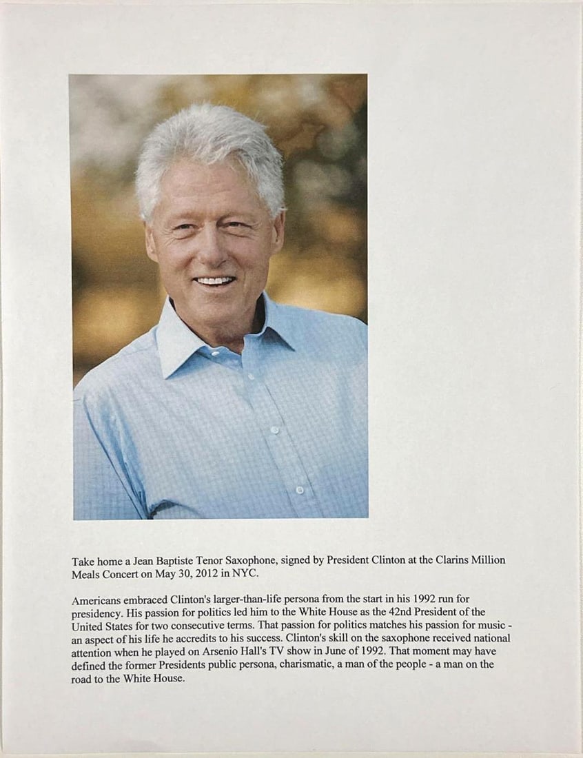 President Bill Clinton Signed Tenor Saxophone (Donated by Clinton, 2012 NYC Charity Event) - 9