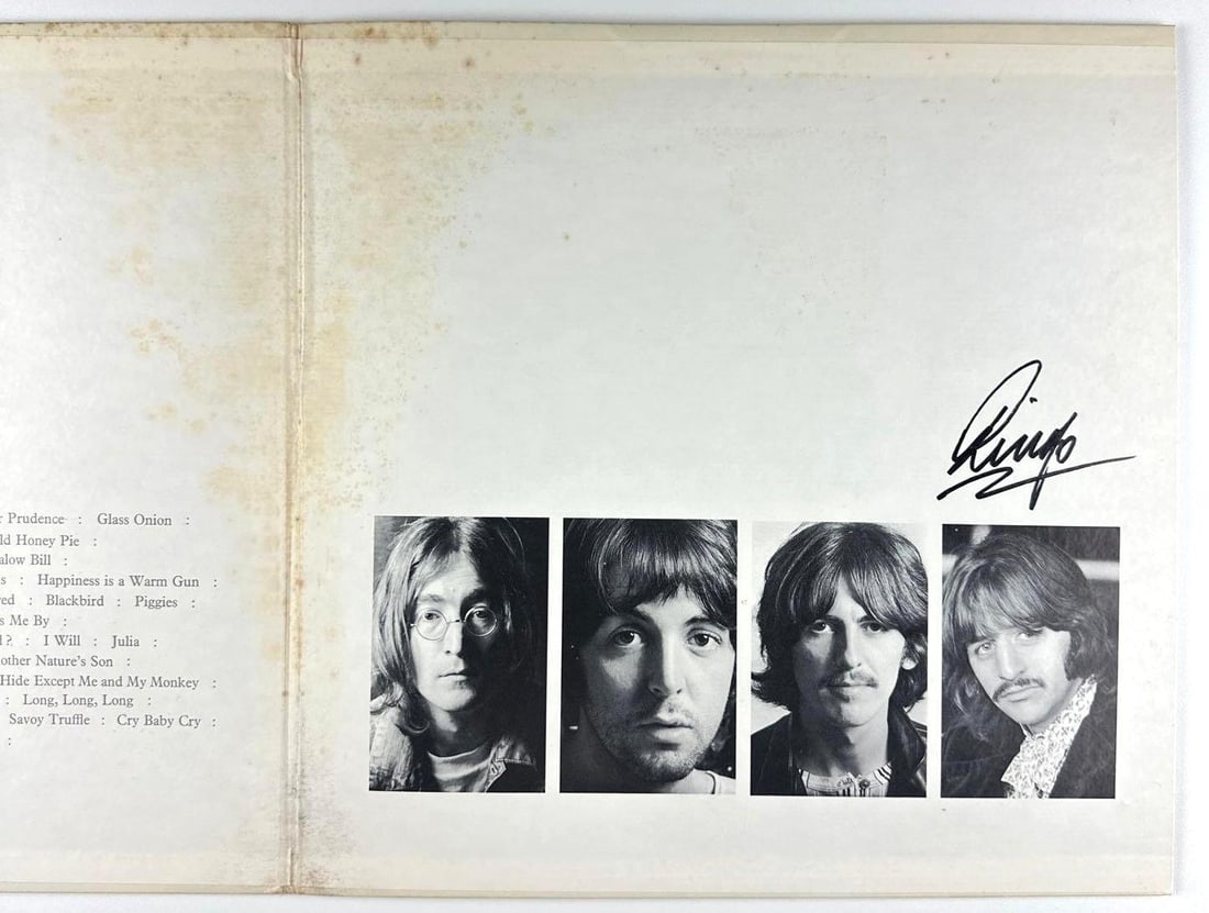 The Beatles: Ringo Starr Twice-Signed Late 1960s U.S. “White Album” (Perry Cox LOA) - 3