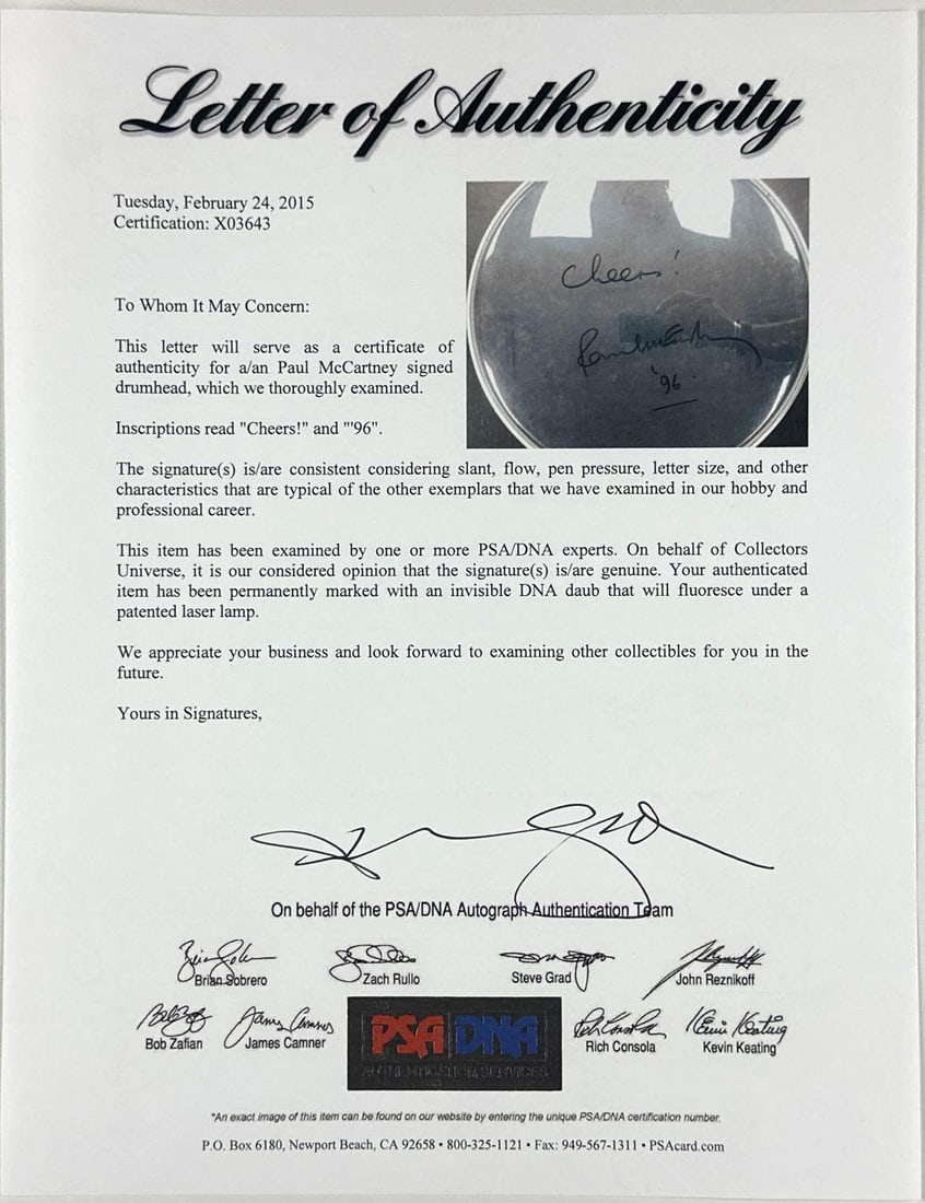 The Beatles: Paul McCartney Signed 13.5" Rockers Ludwig Clear Drumhead (PSA/DNA) - 2