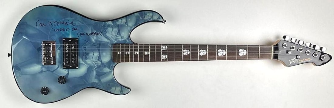 Star Wars: Ian McDiarmid Signed Jedi Custom Graphics Peavey Rockmaster Guitar - 2
