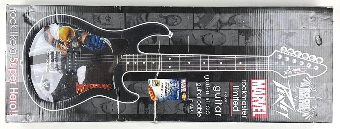 Marvel Avengers: Stan Lee Signed Wolverine Custom Graphics Strat-Style Peavey Rockmaster Guitar - 4