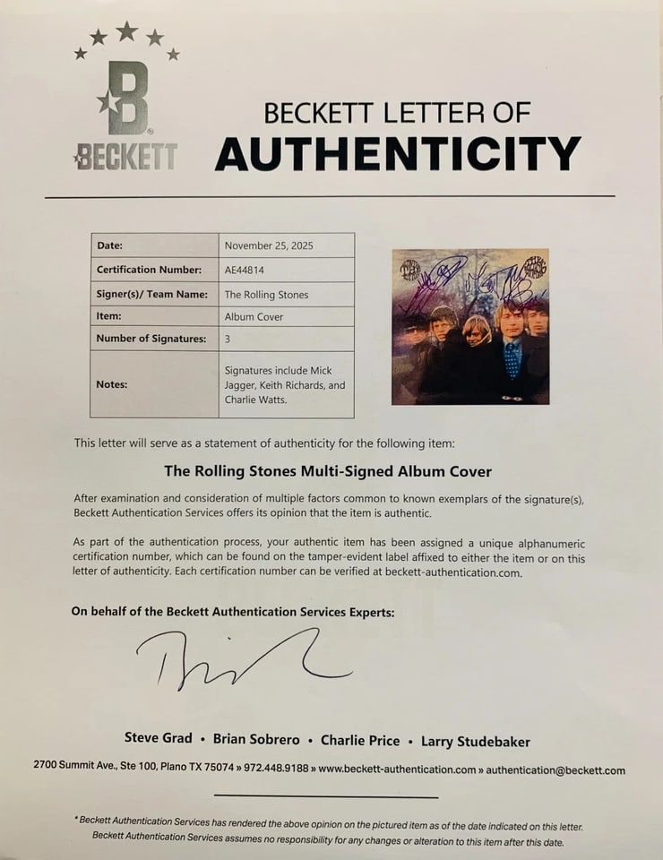 The Rolling Stones Group Signed "Between the Buttons" Album (3 Sigs) (Beckett Authentication) - 4